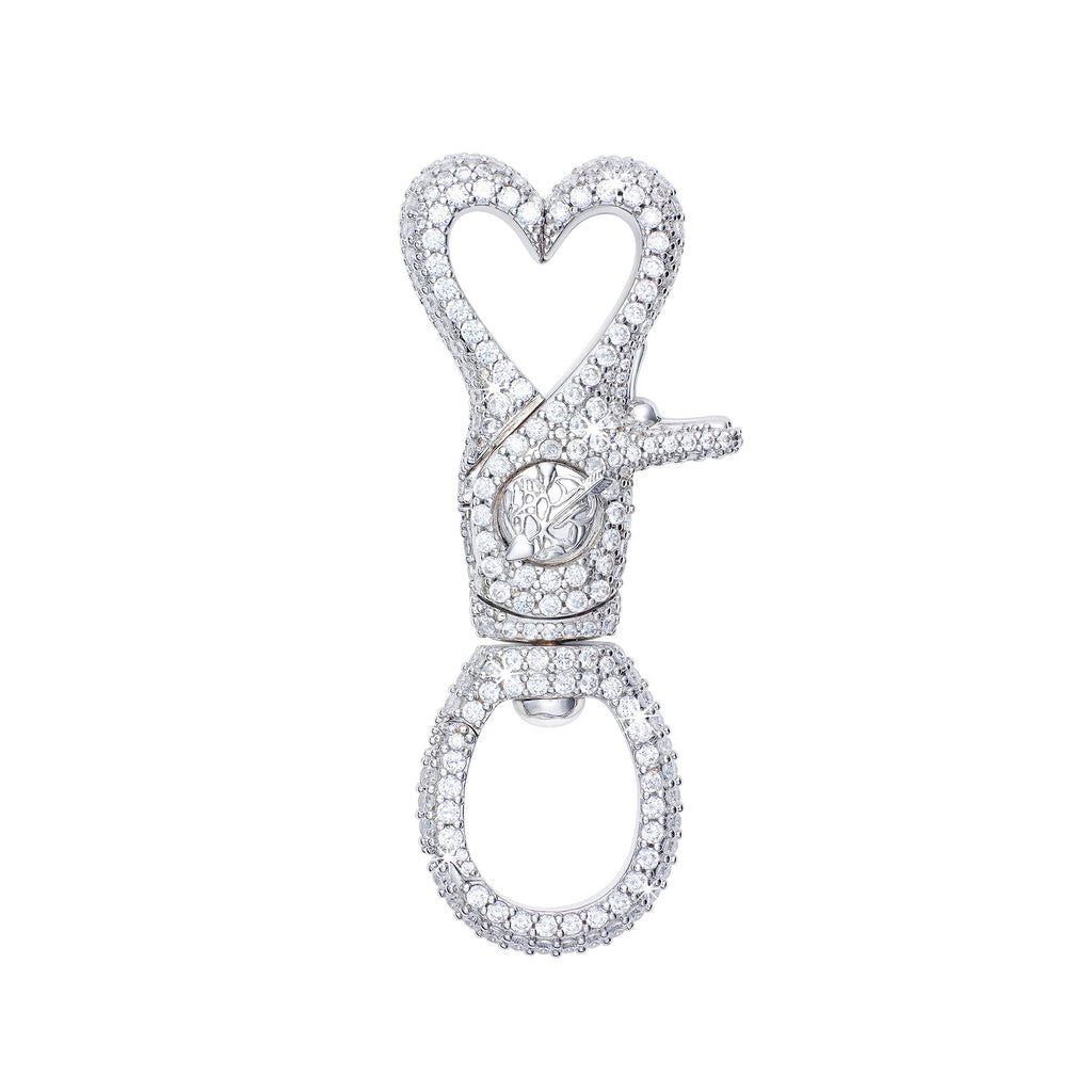 Sempiternal Cupid Crystal Heart Clasp - Silver