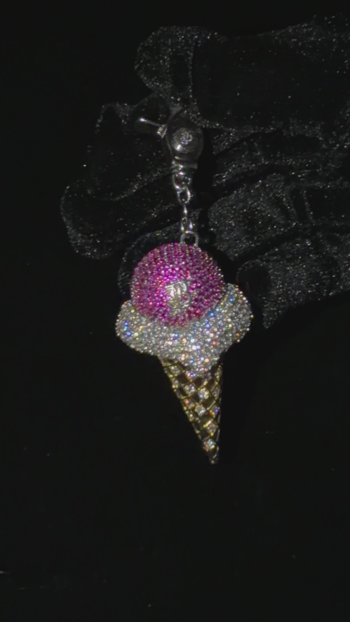 Midsummer Dream Crystal Ice Cream Cone Charm - Barbie pink