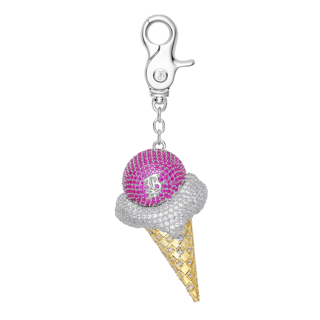 Midsummer Dream Crystal Ice Cream Cone Charm - Barbie pink